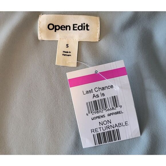 NEW Open Edit Small Pale Green Top Scoop Neck Long Sleeves Smooth Soft Stretchy - Picture 12 of 12